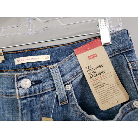 LEVIS‎ WOMEN'S 724 HIGH-RISE SLIM STRAIGHT JEANS SIZE 30 X 32 NWT - Picture 3 of 6